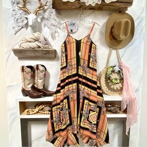 Gypsy asymmetrical handkerchief style boho dress w hippy vacay beach vibe